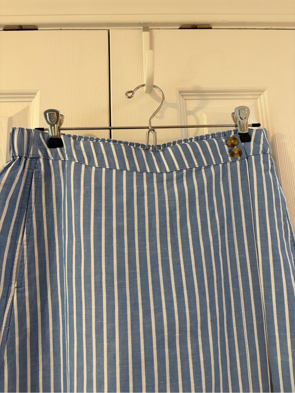 Pact Blue and White Canopy Linen/Cotton Blend Wrap Maxi Skirt Size M - Picture 3 of 10
